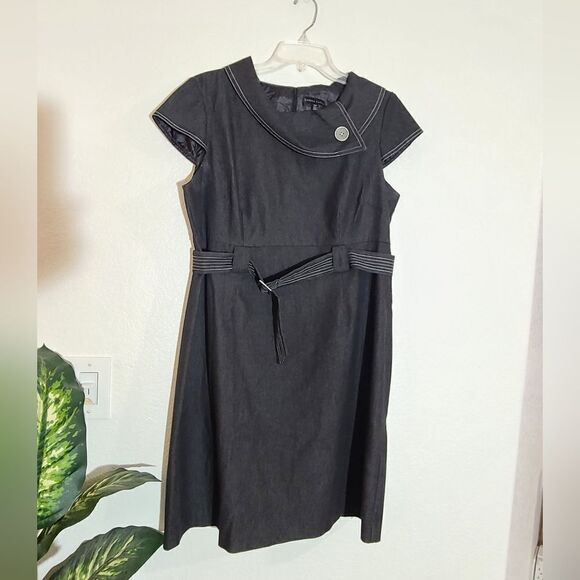 Sandra Darren Gray Belted Dress - Picture 4 of 16